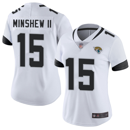 Nike Jacksonville Jaguars 15 Gardner Minshew II White Women Stitched NFL Vapor Untouchable Limited Jersey